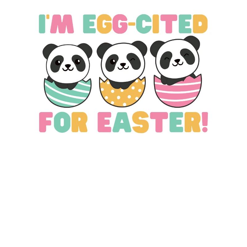 cute pandas for Easter with Easter eggs panda