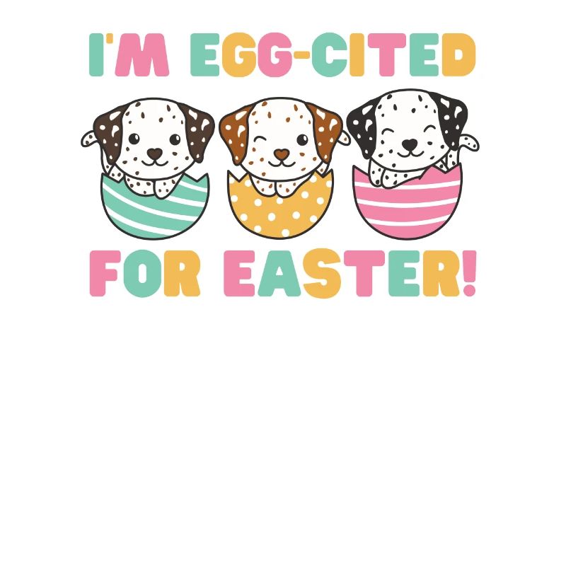 cute dogs at Easter with Easter eggs Dalmatians
