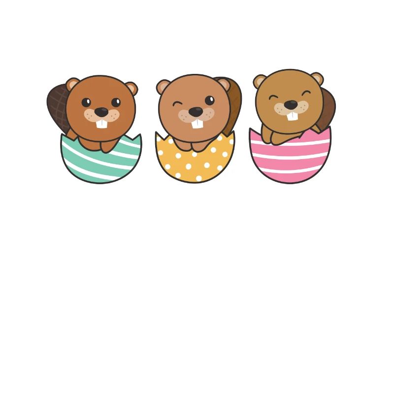 sweet beavers at Easter with Easter eggs beaver