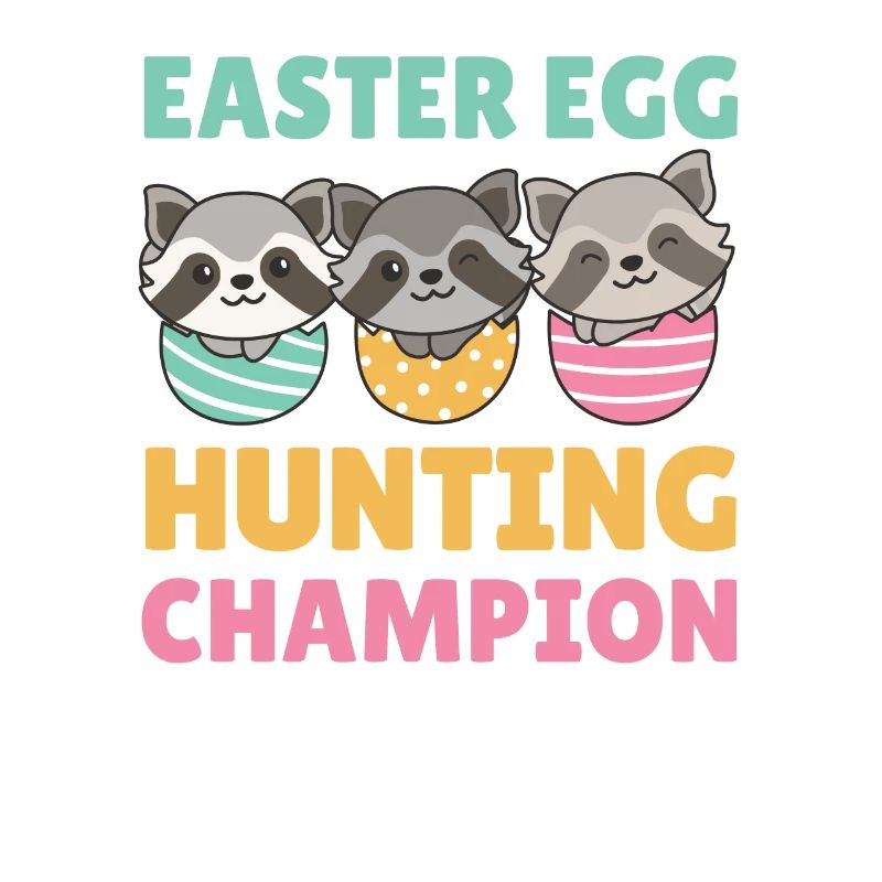 cute raccoons for Easter with Easter eggs raccoon