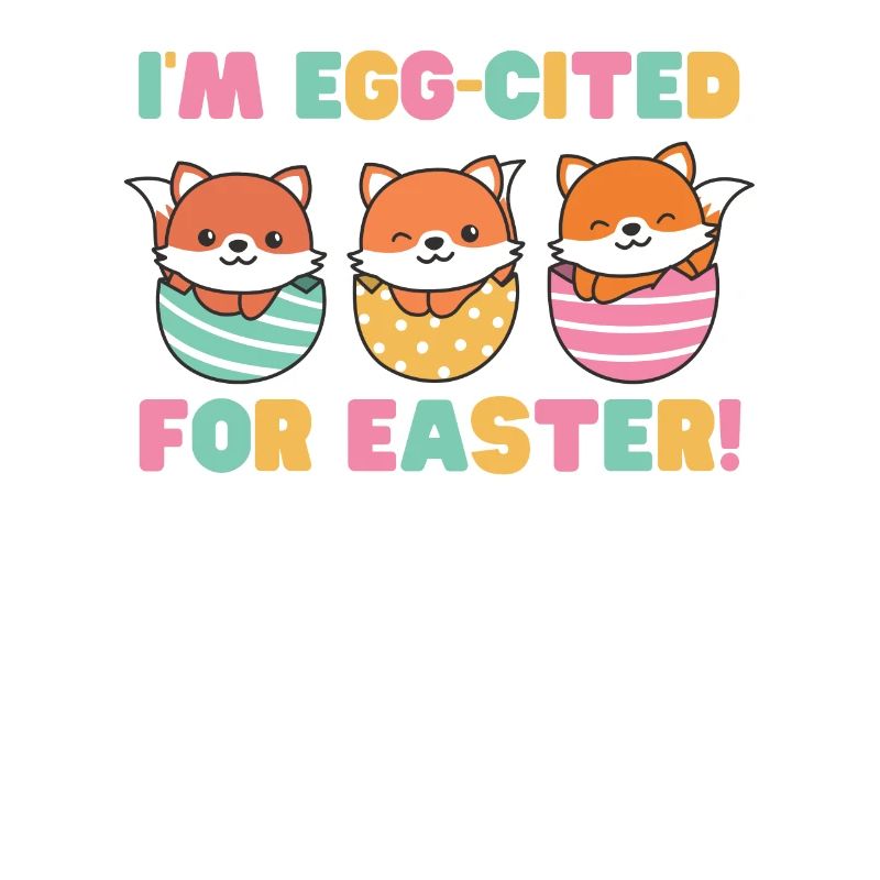 sweet foxes at Easter with Easter eggs fox