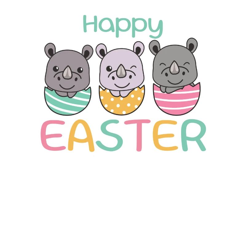 cute rhinos at Easter with Easter eggs rhino