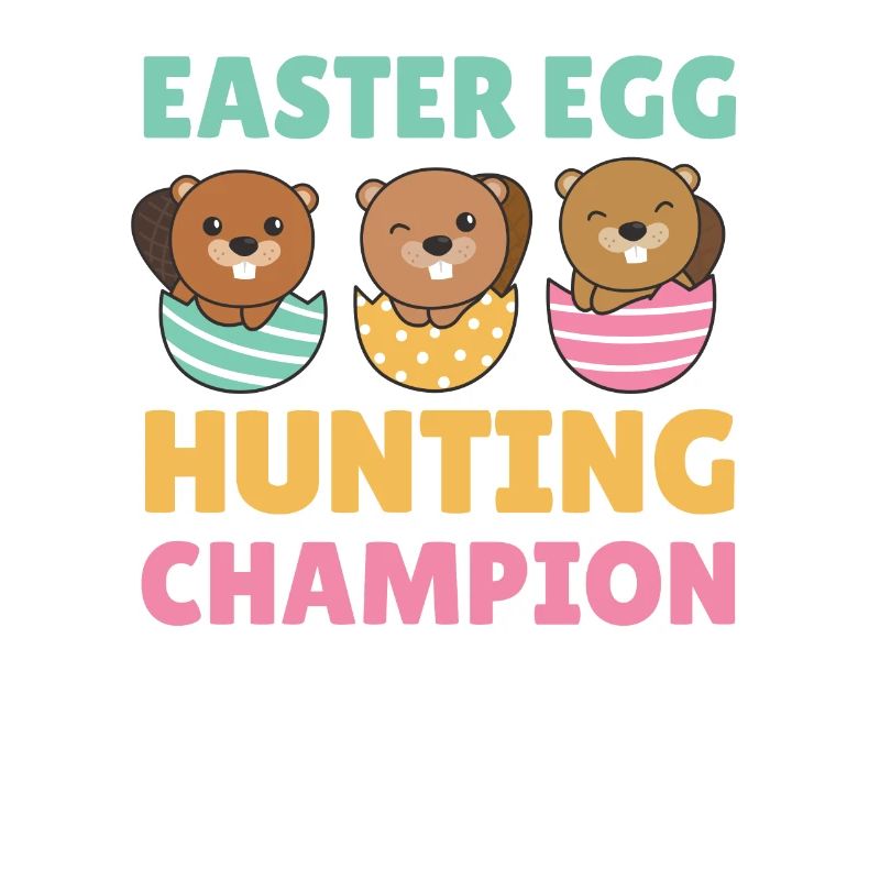 sweet beavers at Easter with Easter eggs beaver