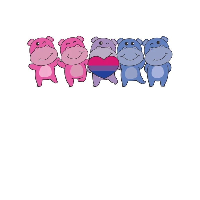 Biromantic Flag Pride LGBTQ Cute Hippos