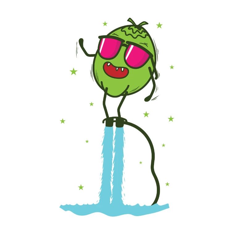 Coconut during flyboarding fruit palm tree