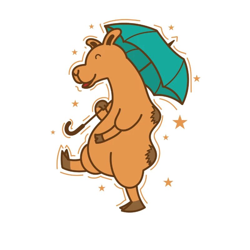 Kamel mit Regenschirm Dromedar Karawane