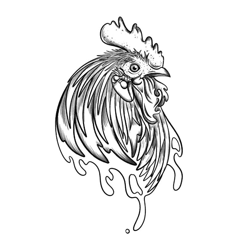 Conception de tatouage de coq élevage de poulets à la ferme