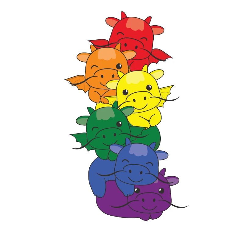 Rainbow Flag Pride LGBTQ Cute Dragon Stack
