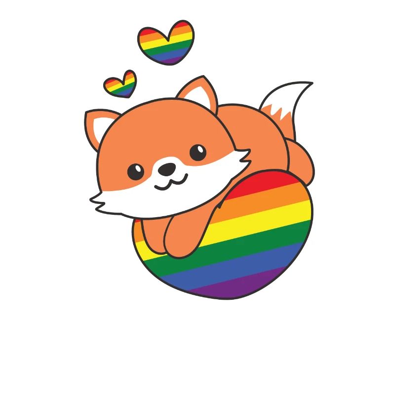 Rainbow Flag Pride LGBTQ Cute Fox Love