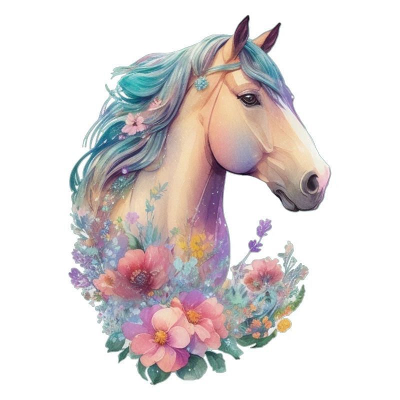 Das Pferd Mädchen Kinder Pferde Blumen Design