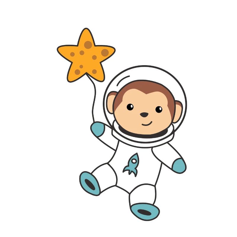 Cute Space Monkey Astronauts Universe
