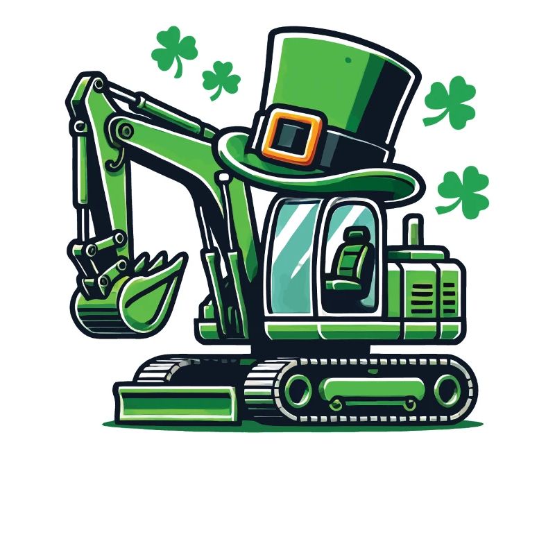 Excavator with Hat St. Patrick's Day Design
