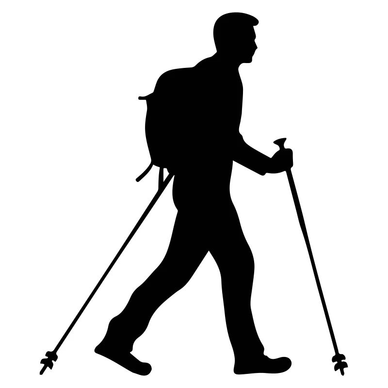 Nordic Walking Man Silhouette