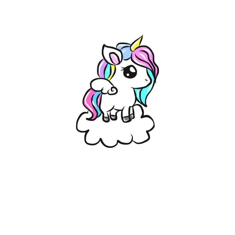 Rainbow unicorn on cloud