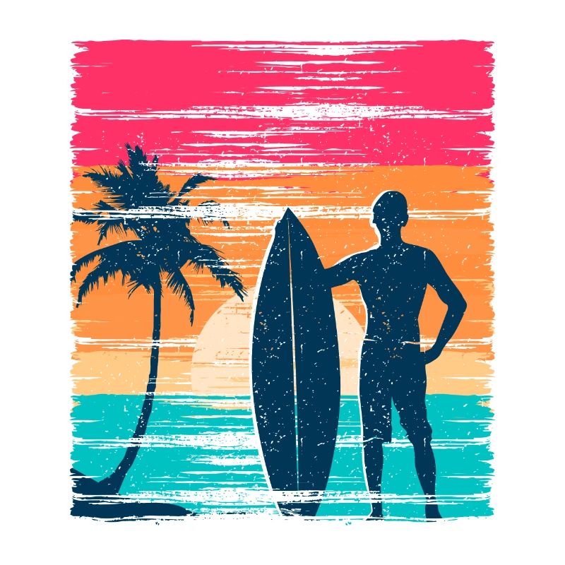 Surfer Sunset Retro