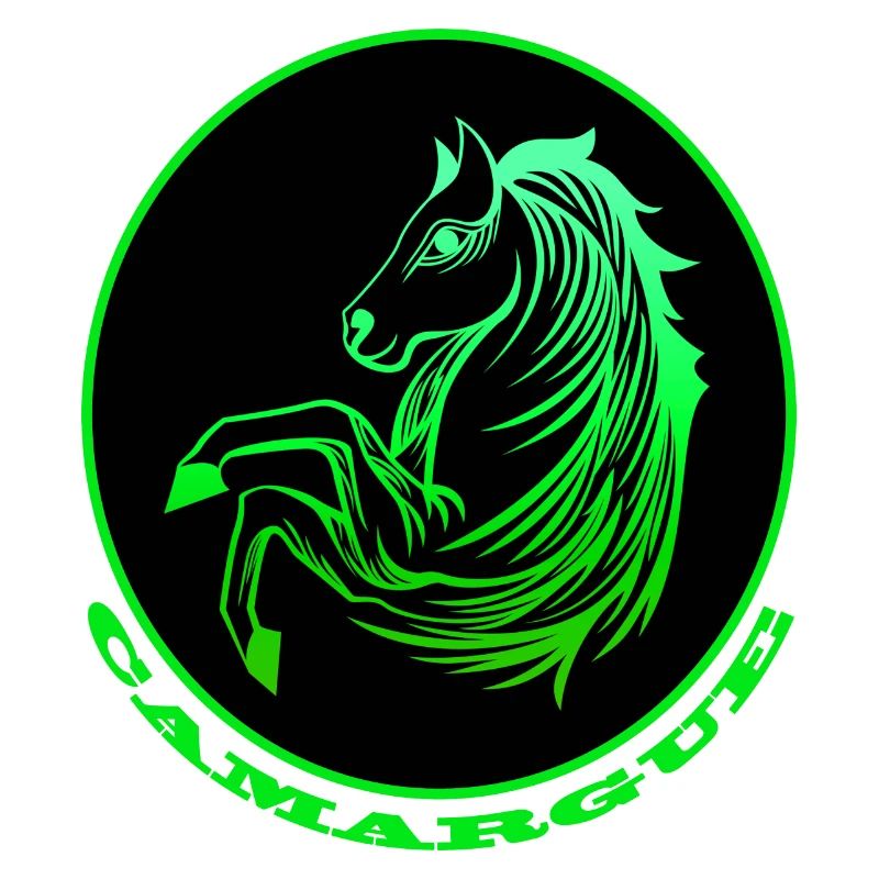 Neongrünes Camargue-Pferd