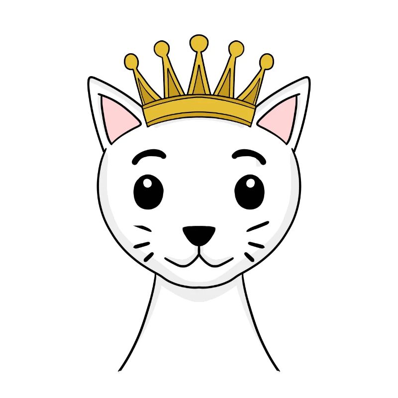 Cat with crown - Turkish Angora with crown