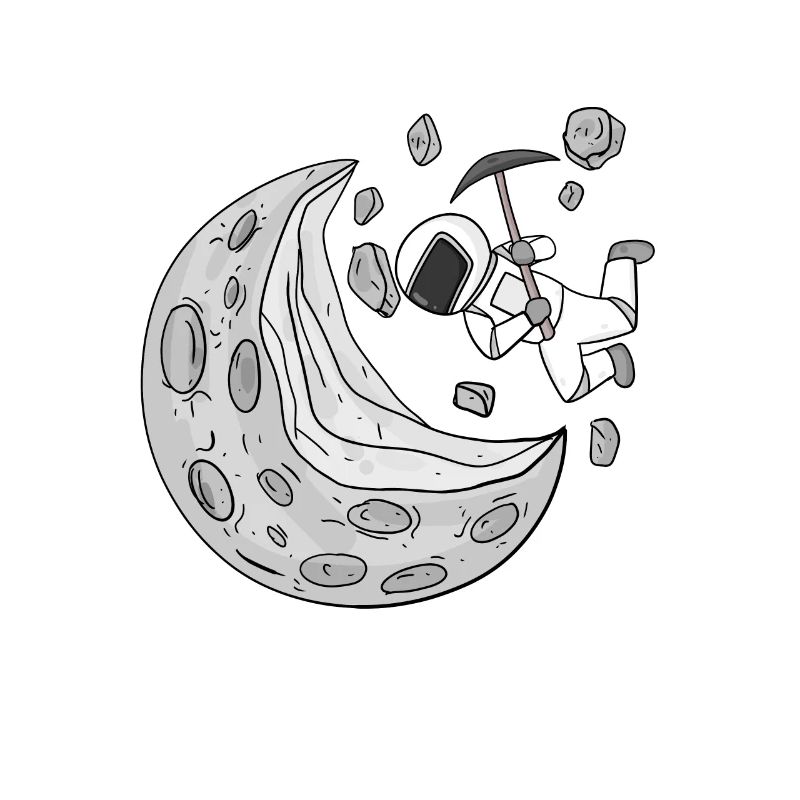 Astronaut Moon Crescent