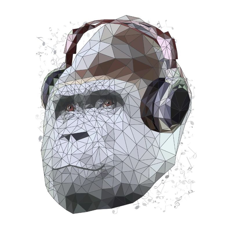 Gorille avec casque Low Poly Pop Art