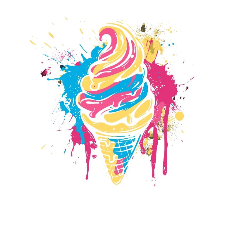 Cornet de crème glacée Éclaboussures de couleur