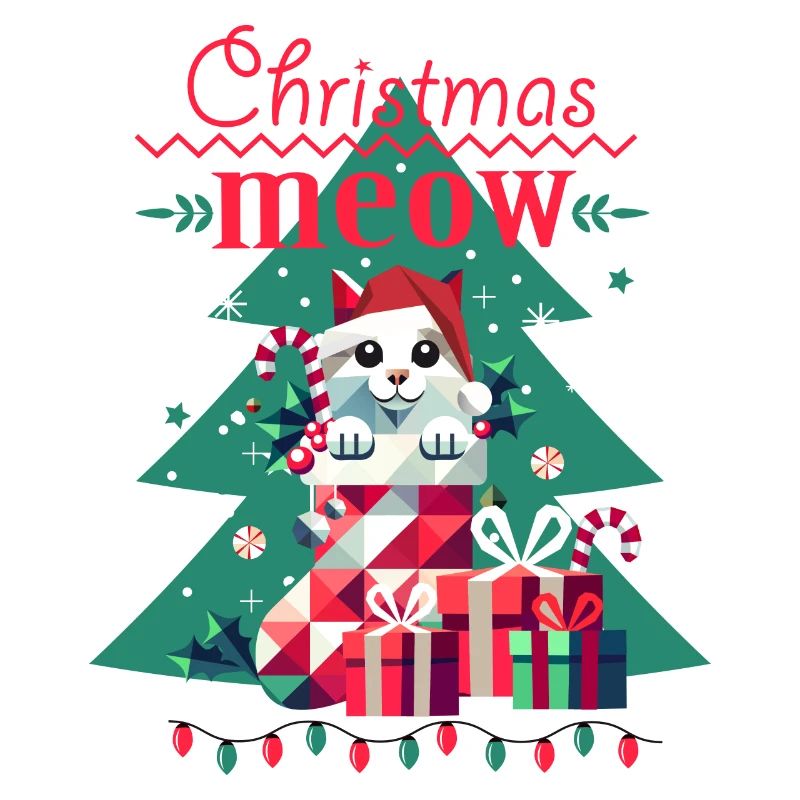 Chat espiègle en bas - Style de Noël laid