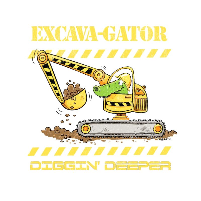 Fun Construction Site Excavator Crocodile Saying Pun