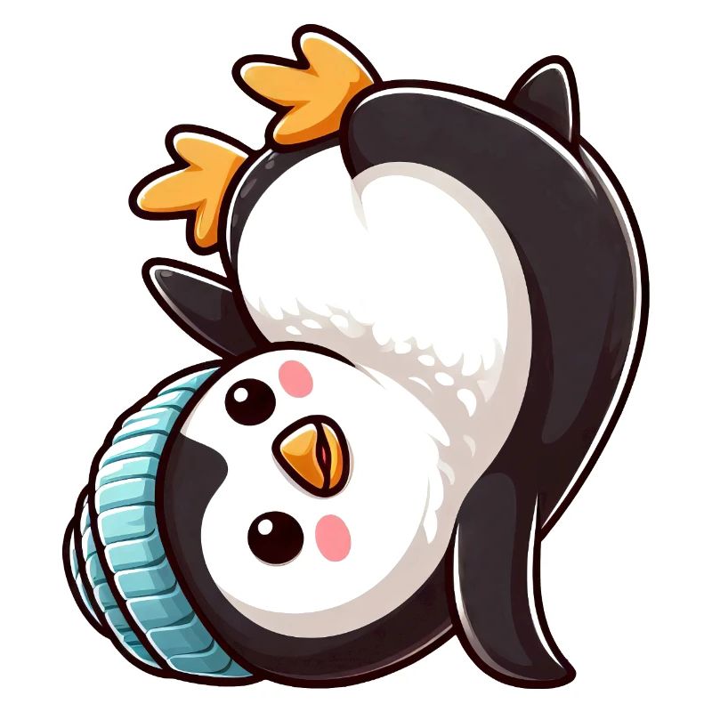 Penguin Headstand Chibi Cartoon Breakdance