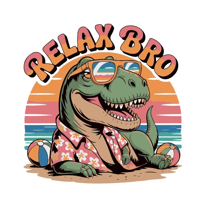 Relax Bro Dinosaur Beach Pattern
