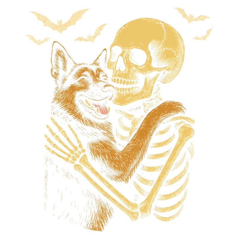 German Shepherd Hug Skeleton
