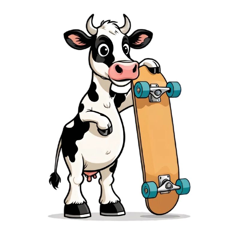 vache avec skateboard