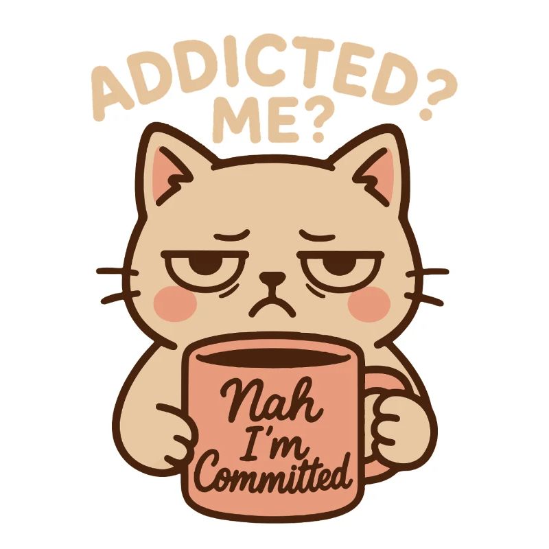 Addicted Me no I’m Committed Café Drôle de chat