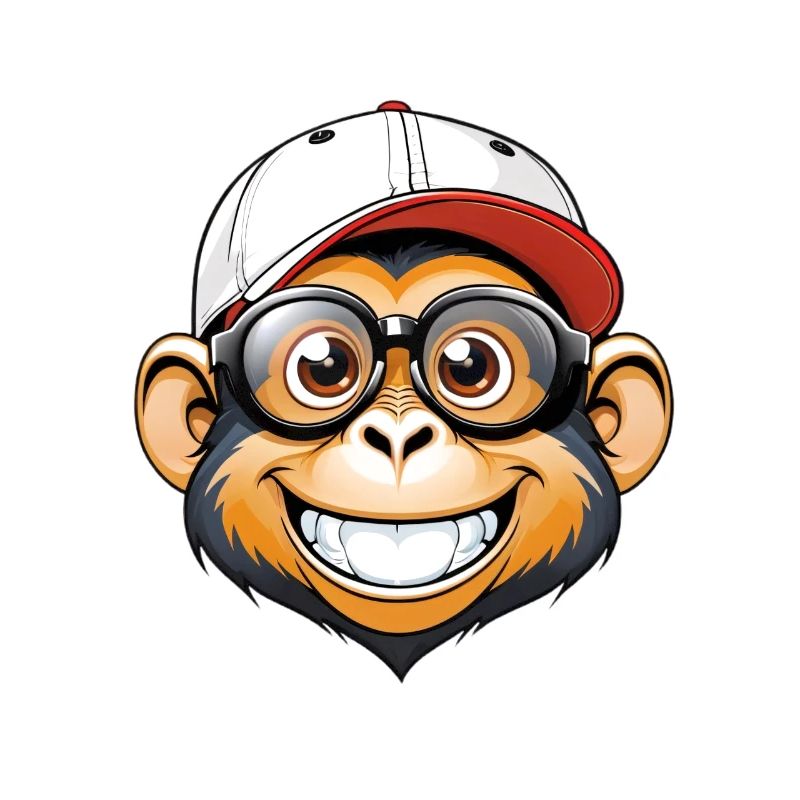 Monkey with cap and glasses