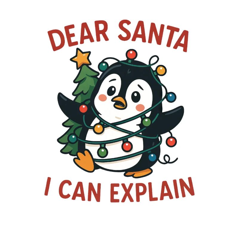 Cute Penguin Christmas Tree Christmas Light Fun