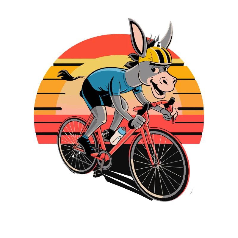 Funny Donkey Cyclist Sunset