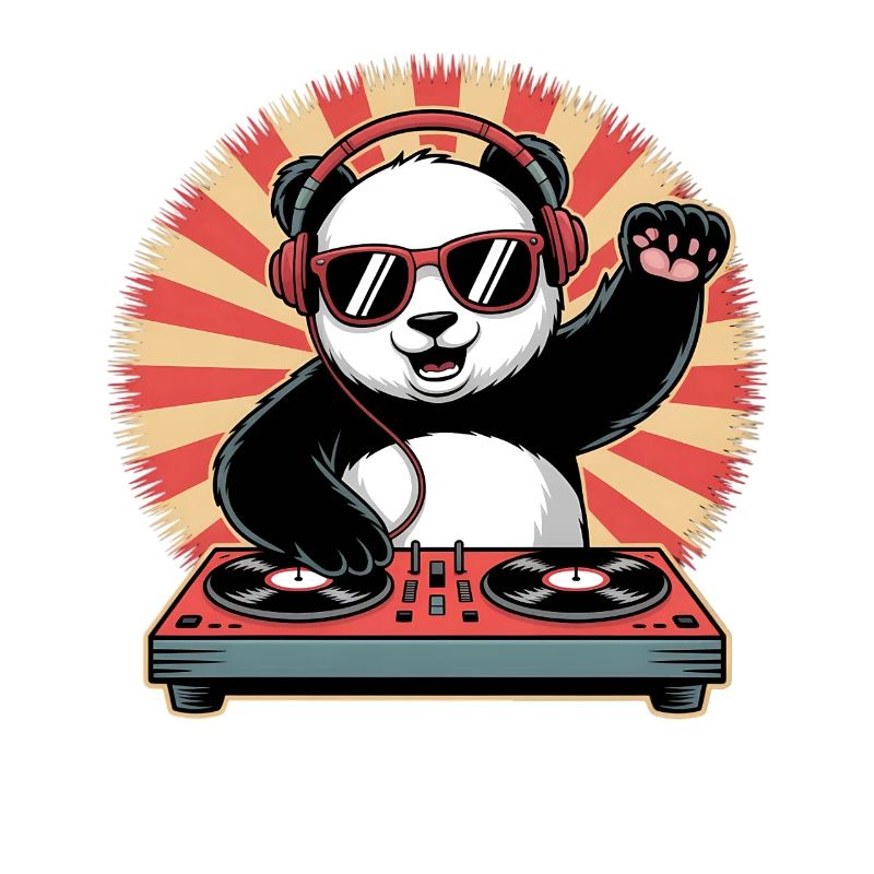 Panda DJ mit Kopfhörern