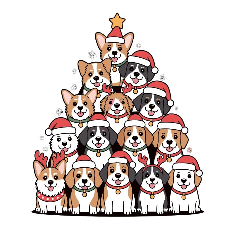 Pyramide de chien de Noël – Drôle de look de Noël
