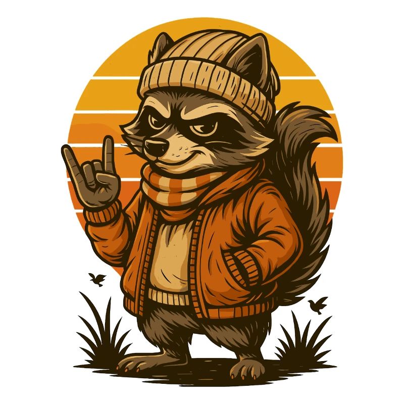 Cooler Waschbär Retro Style