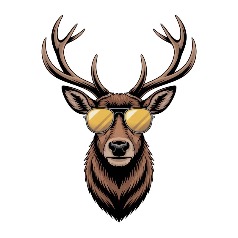 Hirsch mit Geweih und Sonnenbrille