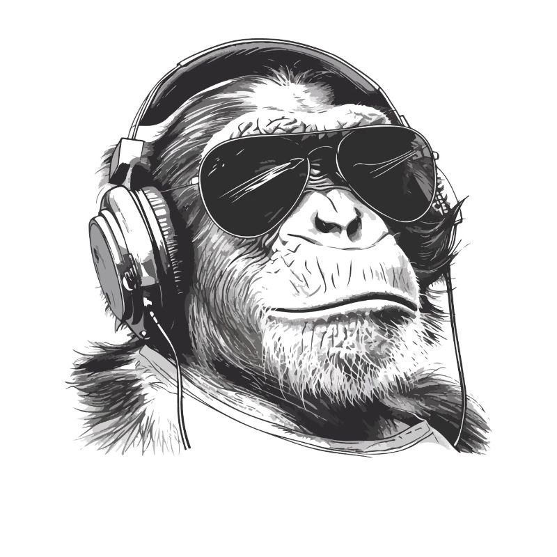 Affe DJ mit Kopfhörern
