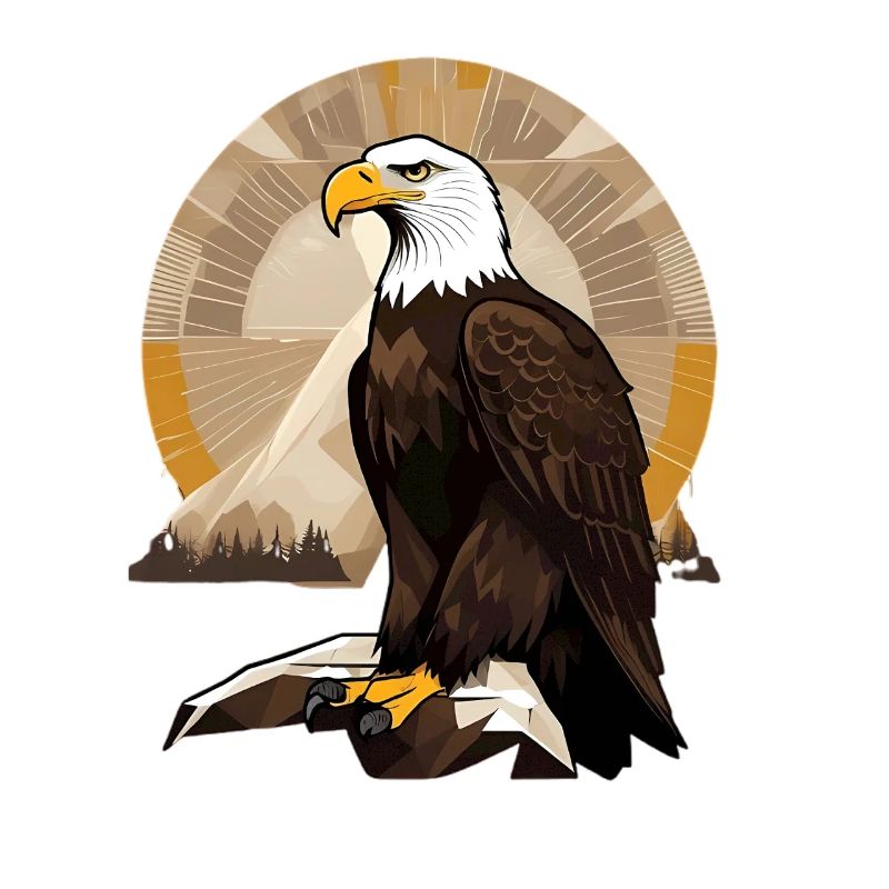 Eagle at sunrise over mountains