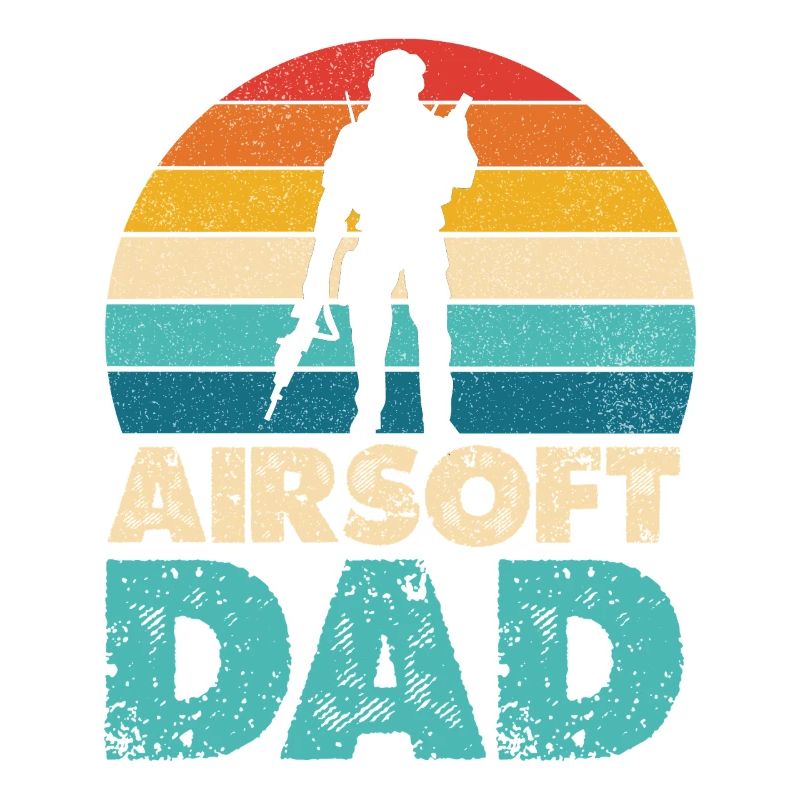 Airsoft Dad Retro Sunset Silhouette