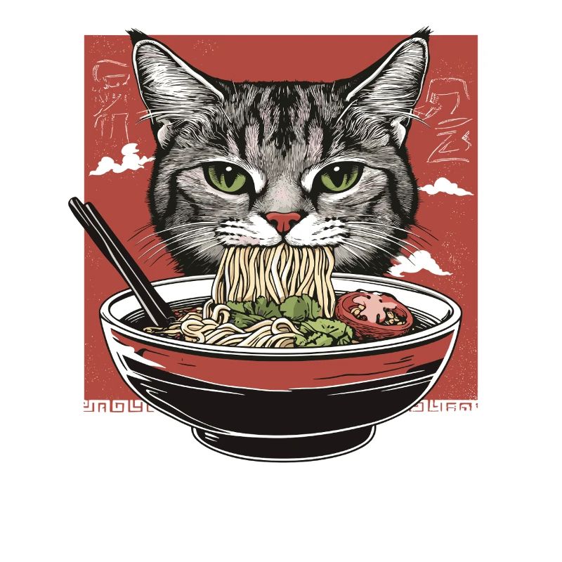 Katze mit Ramen