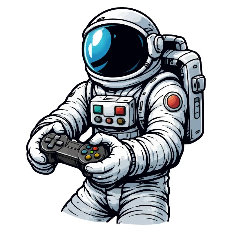 Astronaut mit Gamecontroller