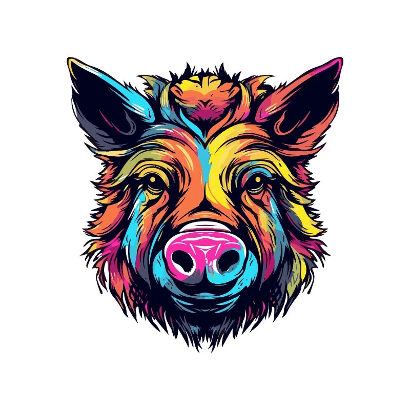 Neonfarbenes Wildschwein
