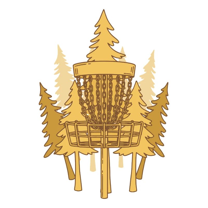 Disc Golf Basket Pines Scène de Disc Golf Volant
