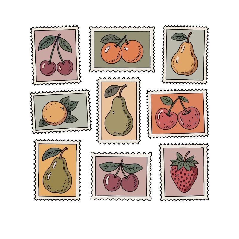 Pastellfruchtstempel-Muster