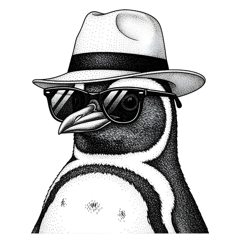 Pinguin mit Hut und Sonnenbrille