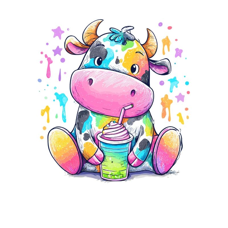 Regenbogen Kuh mit Milchshake