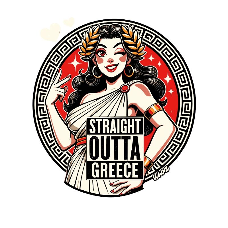 Parodie de la Déesse de la Grèce tout droit sortie de la Grèce