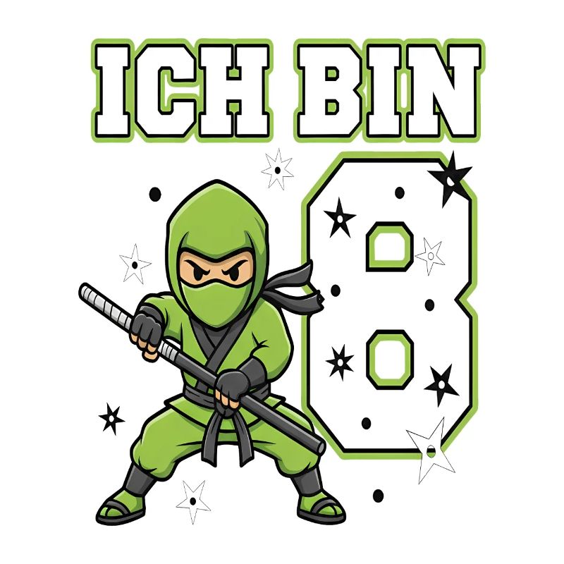 Ich bin 8 Ninja 8. Geburtstag Grüne Karate